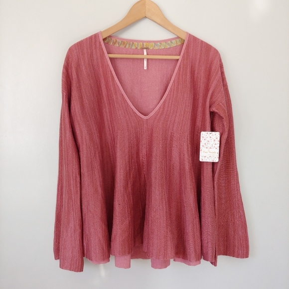 NWT Free People Sundae Swing Pullover Sweater Rose Pink Size Small - Picture 7 of 16
